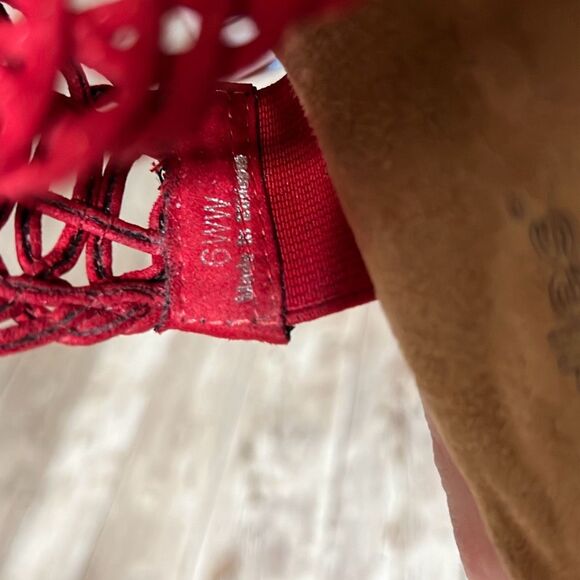 WALKING CRADLES Red Kudos Cork Wedge Heel Sandals Size 6WW Tiny Pillows Insoles - Picture 14 of 16